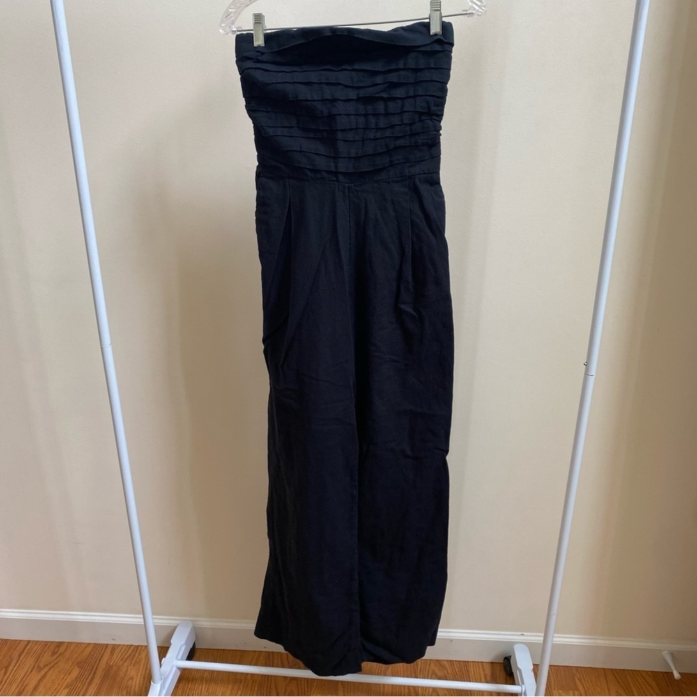 Abercrombie & Fitch Emerson Linen-Blend Strapless Jumpsuit Tall - Picture 2 of 8